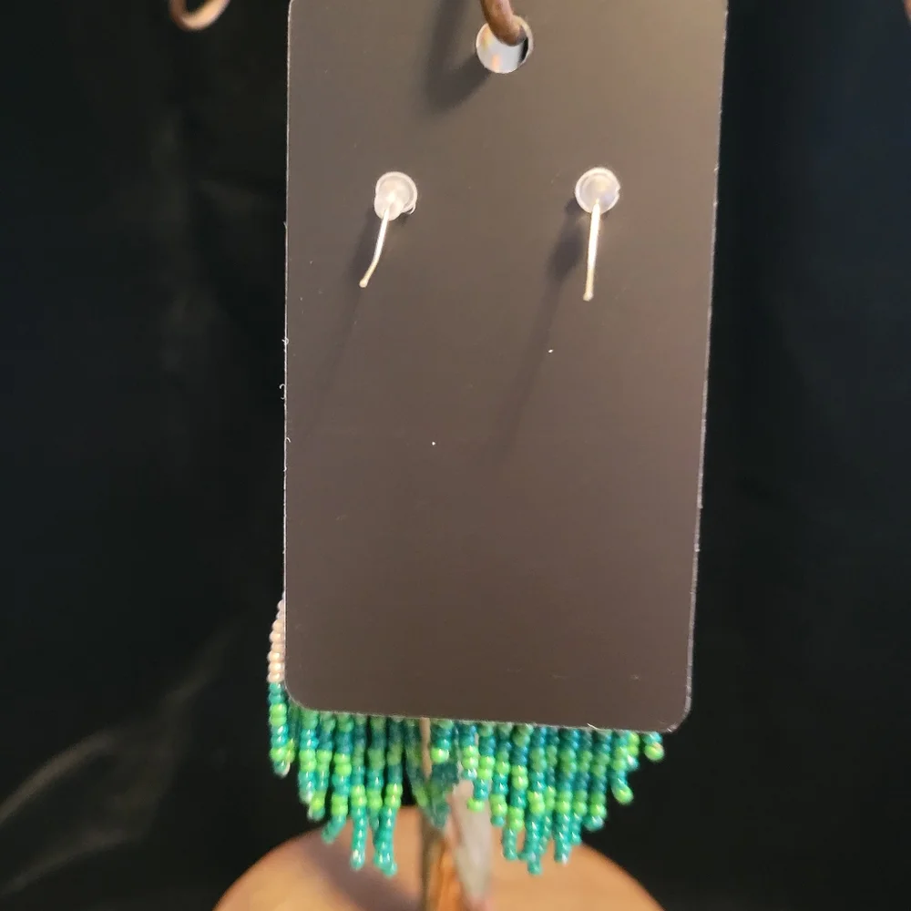 Mushroom & Sun Beaded Earrings - Picture 2 of 4